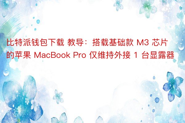 比特派钱包下载 教导：搭载基础款 M3 芯片的苹果 MacBook Pro 仅维持外接 1 台显露器