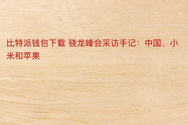 比特派钱包下载 骁龙峰会采访手记：中国、小米和苹果