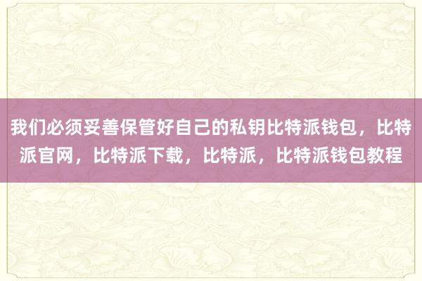 我们必须妥善保管好自己的私钥比特派钱包，比特派官网，比特派下载，比特派，比特派钱包教程