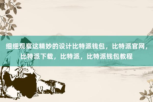 细细观察这精妙的设计比特派钱包，比特派官网，比特派下载，比特派，比特派钱包教程