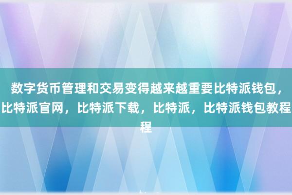 数字货币管理和交易变得越来越重要比特派钱包，比特派官网，比特派下载，比特派，比特派钱包教程